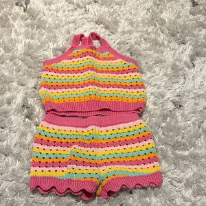 Old Navy Pink and Multicolor Baby Knit Set